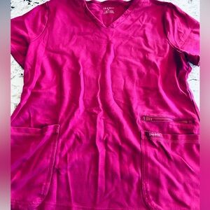 Jaanuu Fuchsia V-Neck Scrub Top